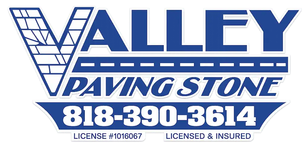 Valley Paving Stone Inc. logo with contact number and license info.